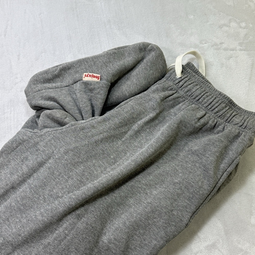 Feejays Adult‎ Footed Sweatpants Gray Fleece Drawstring Lounge Pants Size L